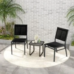Tangkula 4PCS Outdoor Dining Chairs W/ Breathable Seat Backrest Heavy-Duty Aluminum Frame -Tangkula GUEST ad27c267 e5d3 40a8 a956 4abc357e454b