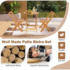 Tangkula 3PCS Folding Bistro Set Solid Acacia Wood Table & Chairs Slatted Tabletop Patio 15 Tangkula 3PCS Folding Bistro Set Solid Acacia Wood Table & Chairs Slatted Tabletop Patio -Tangkula GUEST ad5b63e2 177b 446e a272 a28bd201c8be