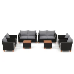 Tangkula 8 PCS Wicker Patio Furniture Set W/ Removable Cushions Storage Coffee Table -Tangkula GUEST ad61cc87 167b 4b0f b927 35e061629453