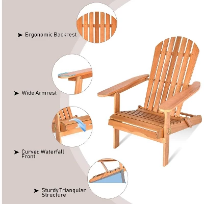 Tangkula 4PCS Folding Adirondack Chair Weather Resistant Outdoor Chair Eucalyptus Wood Adirondack Lounger Chair For Patio 5 Tangkula 4PCS Folding Adirondack Chair Weather Resistant Outdoor Chair Eucalyptus Wood Adirondack Lounger Chair For Patio - Image 5