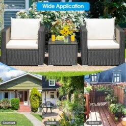 Tangkula 3PCS Rattan Patio Conversation Furniture Set Outdoor Sofa Set W/ Cushions -Tangkula GUEST adb61c2e 4962 4bc4 a063 821f953b060a