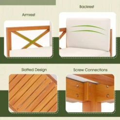 Tangkula L Shaped Outdoor Furniture Set 5 Pieces Acacia Wood Patio Conversation Set Modular Outdoor Lounge Sofa Set W/Cushions -Tangkula GUEST adb90773 ea07 4a04 be5f 6e92deb2b43b