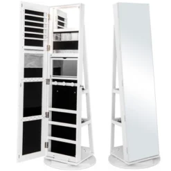 Tangkula Rotating Mirrored Jewelry Cabinet With Mirror Storage Shelves -Tangkula GUEST adbada72 2a3d 47ef bc70 b33c74c14216