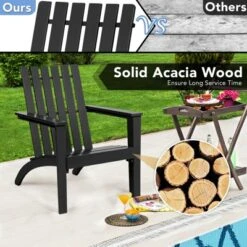 Tangkula 3PCS Patio Adirondack Chair Side Table Set Solid Wood Garden Deck Bistro Set Classic Furniture -Tangkula GUEST ae243871 cc68 48b7 8108 b6d41f041e29