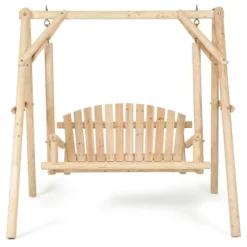 Tangkula Porch Swing Wooden Swing Rustic Frame Patio Furniture -Tangkula GUEST ae2e4a96 2b78 4faa 9071 dafd71d8686f