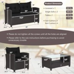 Tangkula Patio Rattan 4PCS Cushioned Chair Coffee Table Classic Furniture Set Bistro Set Single Sofa With Thick Cushion For Garden Navy/Red/Turquoise 15 Tangkula Patio Rattan 4PCS Cushioned Chair Coffee Table Classic Furniture Set Bistro Set Single Sofa With Thick Cushion For Garden Navy/Red/Turquoise -Tangkula GUEST ae34bd9c 6d08 4ce5 b18d 71c0081883fa