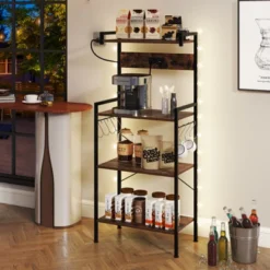 Tangkula Kitchen Bakers Rack W/ Power Outlet 4 Tiers Coffee Bar Table W/ 2 AC Outlets -Tangkula GUEST ae52fe81 0826 487e 89d3 98b4bcdb5d2e