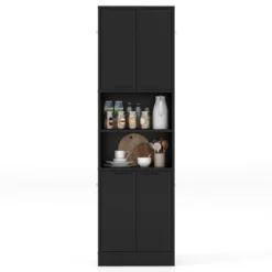 Tangkula Kitchen Pantry Cabinet 75” Tall Freestanding Cupboard With Doors & Shelves Safety Hinges & Anti-tipping Devices Black/White -Tangkula GUEST ae612869 281a 45a3 b033 ba13734cd887