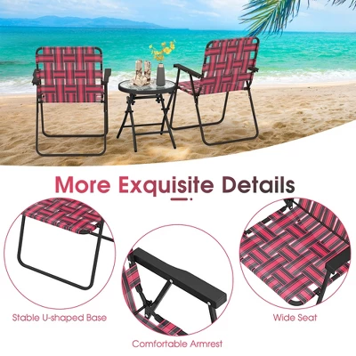 Tangkula Set Of 4 Patio Folding Web Chair Set Portable Beach Camping Chair Red 7 Tangkula Set Of 4 Patio Folding Web Chair Set Portable Beach Camping Chair Red - Image 7