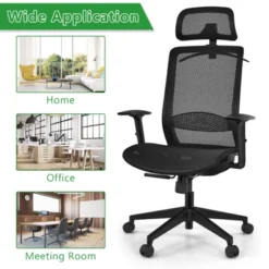 Tangkula High Back Mesh Office Chair Ergonomic Executive Chair Swivel Computer Task Chair W/ Headrest Black/ Gray -Tangkula GUEST aed226b0 b1d1 4e05 bfd7 900517e1df5e