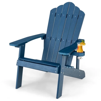 Tangkula Patio HIPS Outdoor Weather Resistant Slatted Chair Adirondack Chair W/ Cup Holder 11 Tangkula Patio HIPS Outdoor Weather Resistant Slatted Chair Adirondack Chair W/ Cup Holder - Image 11