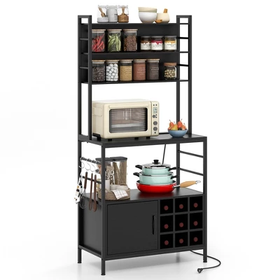 Tangkula 67" Bakers Rack W/ Power Outlet Coffee Bar Cabinet W/ S-Shaped Hooks 11 Tangkula 67" Bakers Rack W/ Power Outlet Coffee Bar Cabinet W/ S-Shaped Hooks - Image 11