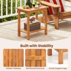 Tangkula 2PCS Outdoor Acacia Wood Side Table 2-Tier Patio End Table W/ Slatted Tabletop -Tangkula GUEST af5dc452 e037 4094 82ce cf0d981b7a6b