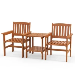 Tangkula 3 PCS Patio Bistro Table And Chairs Set W/ Umbrella Hole For Garden Poolside -Tangkula GUEST afaf521d 9864 4b01 809a b00f2074020f