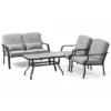 Tangkula 4PCS Furniture Set Outdoor Conversation Sofa W/ Tempered Glass Coffee Table Patio