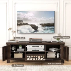 Tangkula 55" Retro TV Stand Media Entertainment Center W/ Mirror Doors & Drawer Brown -Tangkula GUEST afde210f 5f93 430f bd08 12a2ad2f3d5f