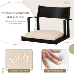 Tangkula Dining Chair W/ Arms Set Of 2 Modern Kitchen Chairs & Contoured Backrest Black & Beige -Tangkula GUEST afff73e6 0f8b 45c5 841a 95c0cc052ab2