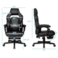 Tangkula Gaming Chair Height Adjustable With Cushion Ergonomic High Back White