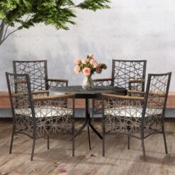 Tangkula Patio PE Rattan Dining Chairs Set Of 2/4 Patio PE Wicker Armchairs With Removable Cushions And Acacia Wood Armrests 11 Tangkula Patio PE Rattan Dining Chairs Set Of 2/4 Patio PE Wicker Armchairs With Removable Cushions And Acacia Wood Armrests -Tangkula GUEST b05520a6 2030 4bb6 a82d d58781a5d00e