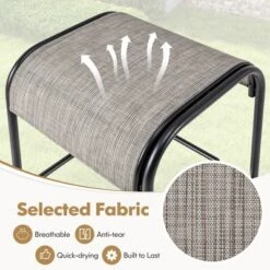 Tangkula 5-Piece Patio Dining Set W/ Umbrella Hole Metal Frame & Breathable Fabric Seat -Tangkula GUEST b0f0ff08 eabd 4125 969d e033071ccfd8