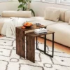 Tangkula Nesting Coffee Table Set Of 2 Modern Accent Sofa Side Tables W/ Faux Wood Top & Heavy Duty Metal Frame