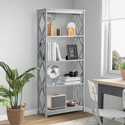 Tangkula 5-Tier Open Bookshelf Bookcase Standing Casual Home Storage Display Rack 2 Tangkula 5-Tier Open Bookshelf Bookcase Standing Casual Home Storage Display Rack - Image 2