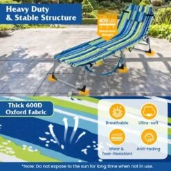 Tangkula Folding Chaise Lounge Chair Sunbathing Recliner W/ Face Hole & Removable Pillow Navy Blue -Tangkula GUEST b1b46323 ef48 4c64 8d9a a1d7cdbaadb3 1