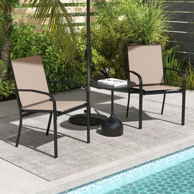 Tangkula Outdoor Dining Chairs Set Of 4 W/ Breathable Fabric Armrests High Back 2 Tangkula Outdoor Dining Chairs Set Of 4 W/ Breathable Fabric Armrests High Back - Image 2