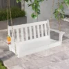 Tangkula 54" HDPE Porch Swing Outdoor Patio Hanging Chair W/ Cup Holder Adjustable Chain