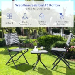 Tangkula Set Of 4 Patio PE Rattan Folding Chairs Dining Chairs With Anti-rust Frame For Garden Backyard 11 Tangkula Set Of 4 Patio PE Rattan Folding Chairs Dining Chairs With Anti-rust Frame For Garden Backyard -Tangkula GUEST b2314c18 57d6 4a16 b28f 38f0856cfd43