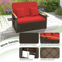 Tangkula Patio Rattan Daybed Set W/ Cushioned Loveseat & Storage Ottoman -Tangkula GUEST b24a33bf d2e5 4264 8018 c3ee7ee5b478