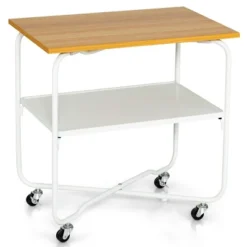 Tangkula 2-Tier Folding Rolling Cart Kitchen Utility Cart Tool-Free Installing -Tangkula GUEST b2902bb6 572d 44c8 9333 4b17fd680993