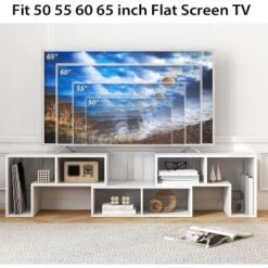 Tangkula 3 PCS Adjustable TV Stand Minimalist Entertainment Center For 43 55 60 65 Inch TV Media Console Table Brown/Black/White -Tangkula GUEST b2b38210 b6da 46a7 aff1 5469965f04c5