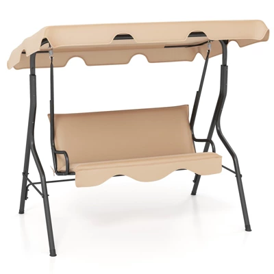 Tangkula 3-Person Swing Chair Porch Swing Seat W/ Adjustable Canopy Removable Cushion 10 Tangkula 3-Person Swing Chair Porch Swing Seat W/ Adjustable Canopy Removable Cushion - Image 10