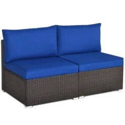 Tangkula 2-Piece Outdoor Wicker Rattan Sectional Armless Sofa Chair With Cushions -Tangkula GUEST b3070e81 2771 4d4e 8df8 43930a62b466