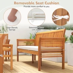 Tangkula 5 Pieces Acacia Wood Patio Conversation Set Outdoor Furniture Sofa Set With Removable Seat Cushions Sectional Sofa & Table Set -Tangkula GUEST b328e95a faea 44f8 9416 d5b31bc69982