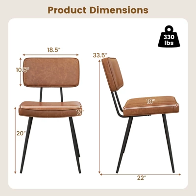 Tangkula Dining Chairs Set Of 4 W/ PU Leather Cover Filled Sponge Waterfall Seats 8 Tangkula Dining Chairs Set Of 4 W/ PU Leather Cover Filled Sponge Waterfall Seats - Image 8