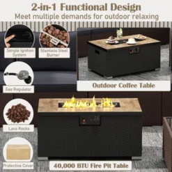 Tangkula 12 PCS Furniture Set W/ 32" Fire Pit Table & Propane Tank Cover Outdoor -Tangkula GUEST b3db54ec 9b53 4ae3 a871 06b5e0875311