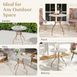 Tangkula 27.5" Outdoor Bistro Table PE Rattan Round Patio Side Table W/ Heavy Duty Metal Frame -Tangkula GUEST b3e92147 9272 480d 9762 55229067c0bb