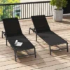 Tangkula Lounge Chair Outdoor Set Of 2 Foldable Patio Chaise Lounge Chairs With 5-Position Adjustable Backrests Heavy Duty Metal Frame No Assembly