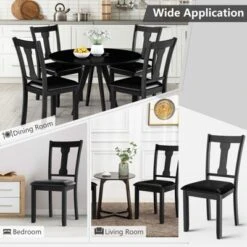 Tangkula Set Of 2 Dining Room Chairs Modern Wood Dining Side Chair High Back Kitchen Chairs With Rubber Wood Frame Black/Coffee -Tangkula GUEST b43b945d f953 4369 9879 e8ff93f872c0