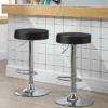 Tangkula Black Round Bar Stool Set Of 4 Adjustable Swivel Pub Chair U Leather With Footrest