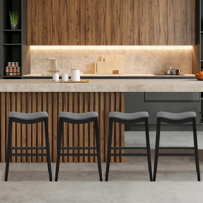 Tangkula Set Of 4 Saddle Bar Stools Bar Height Kitchen Chairs W/ Rubber Wood Legs 1 Tangkula Set Of 4 Saddle Bar Stools Bar Height Kitchen Chairs W/ Rubber Wood Legs