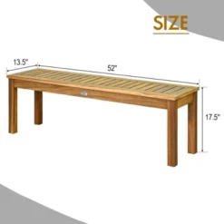 Tangkula Set Of 2 Acacia Wood Bench Dining Bench Patio Garden W/ Slatted Seat Teak -Tangkula GUEST b494465e 75ea 4216 bd41 bb532eb6020e