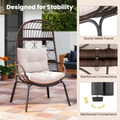 Tangkula PE Wicker Egg Chair Patio Cocoon Lounger W/ Comfortable Cushions & Metal Frame 14 Tangkula PE Wicker Egg Chair Patio Cocoon Lounger W/ Comfortable Cushions & Metal Frame -Tangkula GUEST b4c4b433 3a20 4edd 8692 504a4113736c