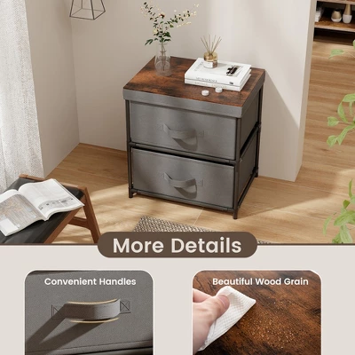 Tangkula 2PCS 2 Drawer Dresser Fabric Storage Organizer Nightstand Bedside Sofa Table 7 Tangkula 2PCS 2 Drawer Dresser Fabric Storage Organizer Nightstand Bedside Sofa Table - Image 7