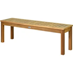 Tangkula Set Of 2 Acacia Wood Bench Dining Bench Patio Garden W/ Slatted Seat Teak -Tangkula GUEST b4e37e99 9cf2 49c1 a1e2 dfe73e61798e