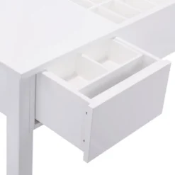 Tangkula 2 Drawers Make-up Mirror Set Vanity Dressing Table Flip-type Desktop With Stool -Tangkula GUEST b561c74d ba85 438b b46c c15e5e329fa5