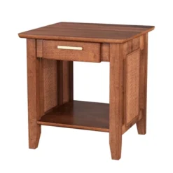 Tangkula Boho Style Nightstand 3-Tier Sofa Side End Table W/ Drawer & Shelf Walnut -Tangkula GUEST b5702fd4 43ae 4a34 8c3f 5e4a1fec014a