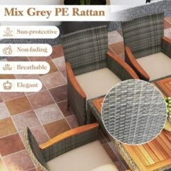 Tangkula 9PCS Patio Rattan Furniture Dining Set Acacia Wood Table Cushioned Chair For Outdoor -Tangkula GUEST b571d0a5 0dad 44ee 8c53 76a3dd4d4a91